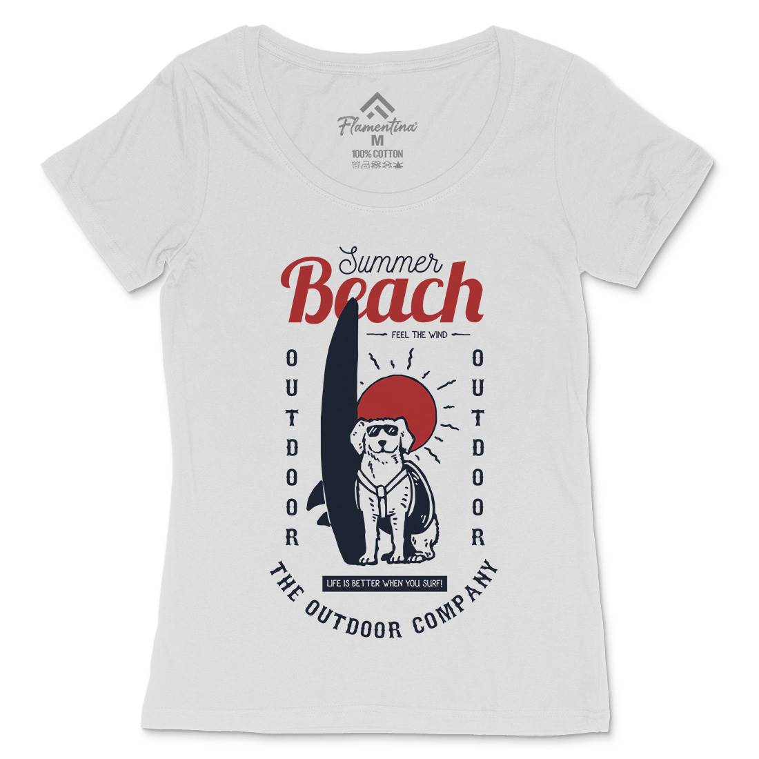 Dog Womens Scoop Neck T-Shirt Surf C725
