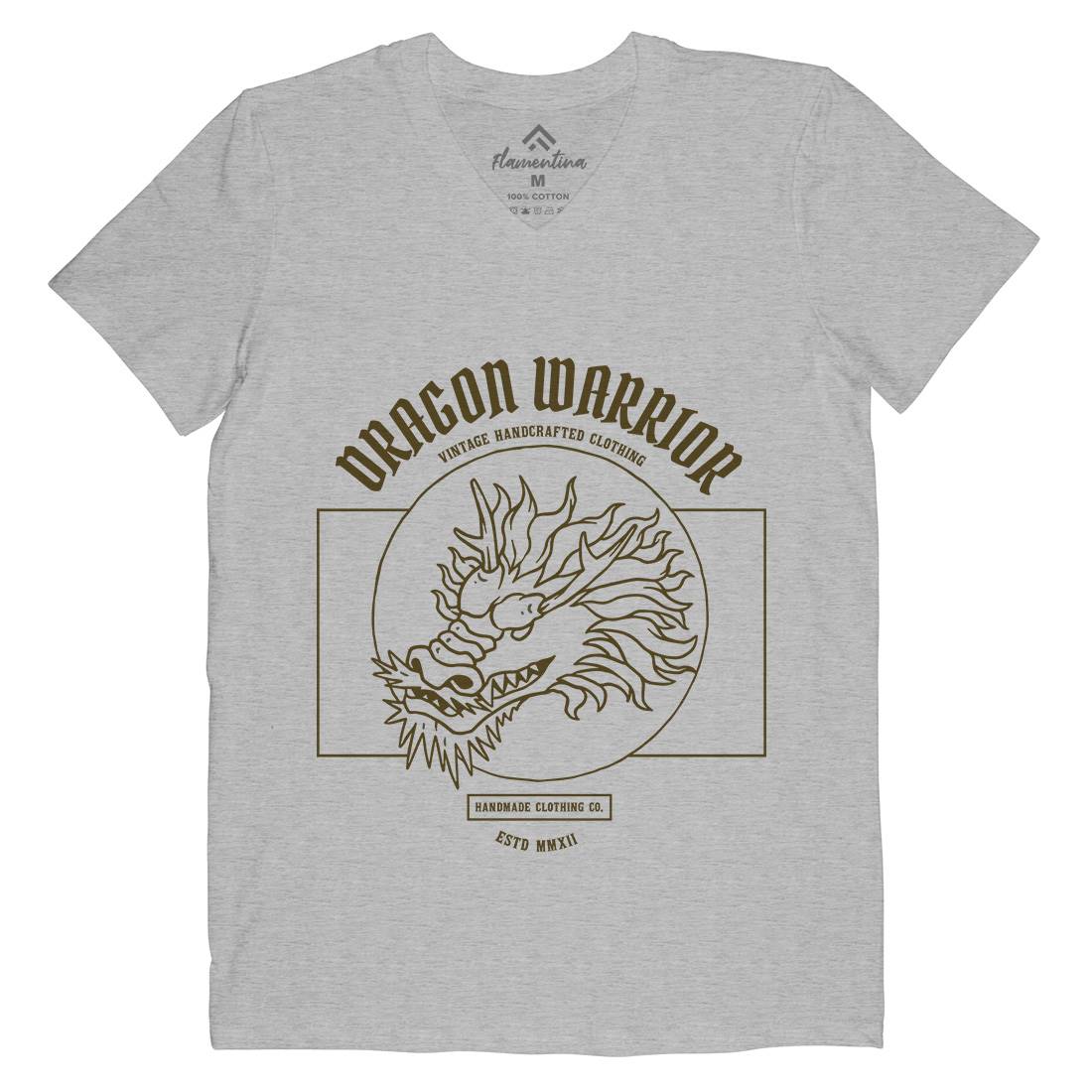 Dragon Mens V-Neck T-Shirt Asian C726