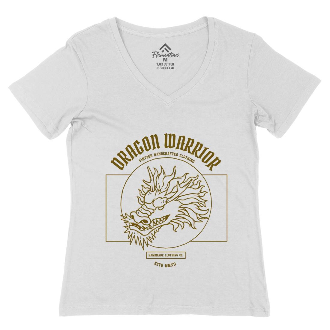 Dragon Womens Organic V-Neck T-Shirt Asian C726