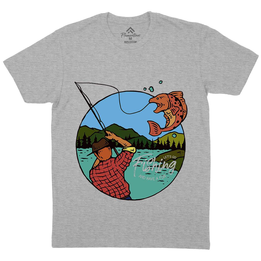 Lets Go Mens Crew Neck T-Shirt Fishing C728