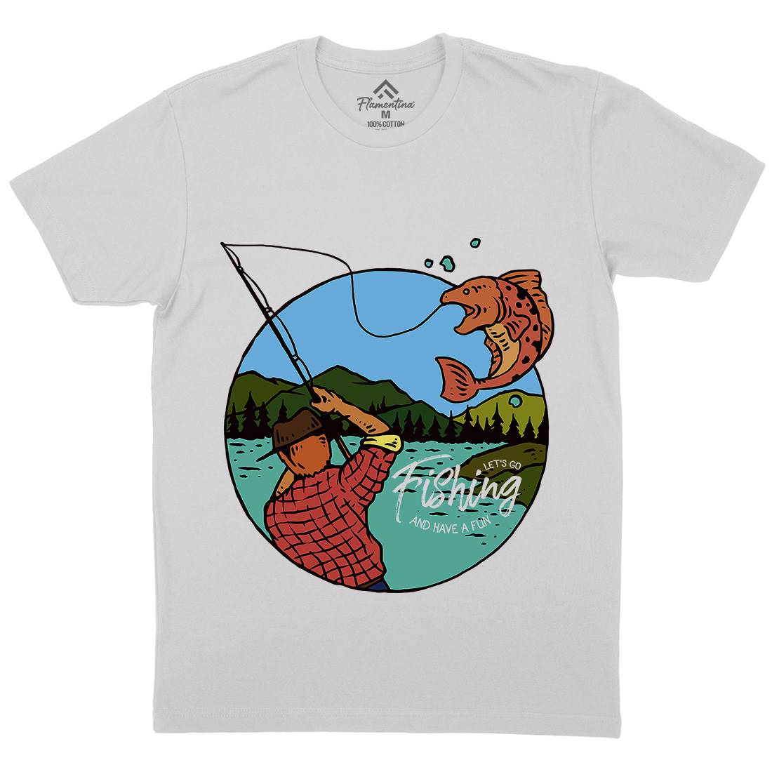 Lets Go Mens Crew Neck T-Shirt Fishing C728
