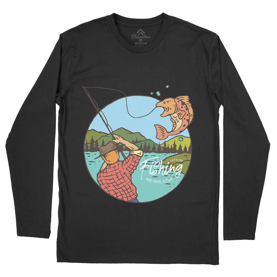 Lets Go Mens Long Sleeve T-Shirt Fishing C728