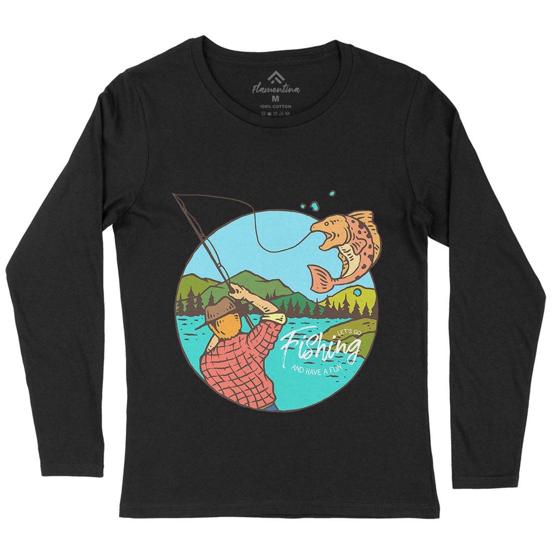 Lets Go Womens Long Sleeve T-Shirt Fishing C728