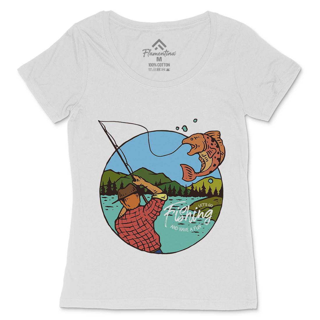 Lets Go Womens Scoop Neck T-Shirt Fishing C728