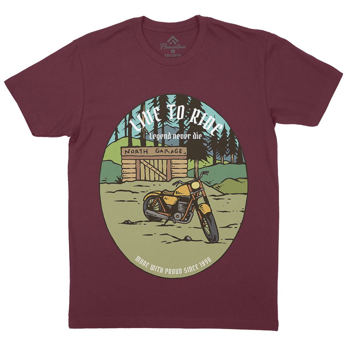 Garage Mens Organic Crew Neck T-Shirt Motorcycles C729