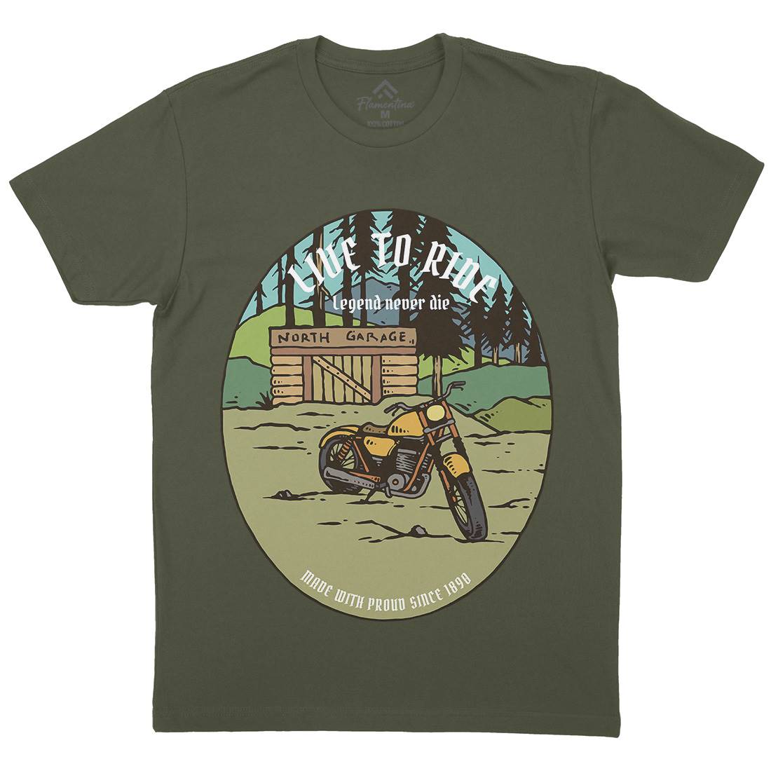 Garage Mens Crew Neck T-Shirt Motorcycles C729