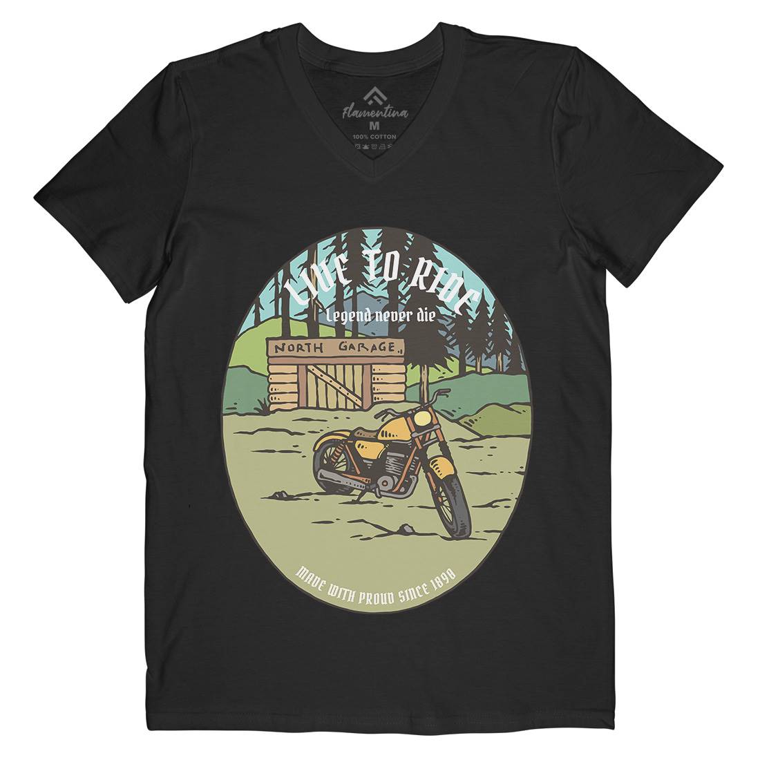 Garage Mens V-Neck T-Shirt Motorcycles C729