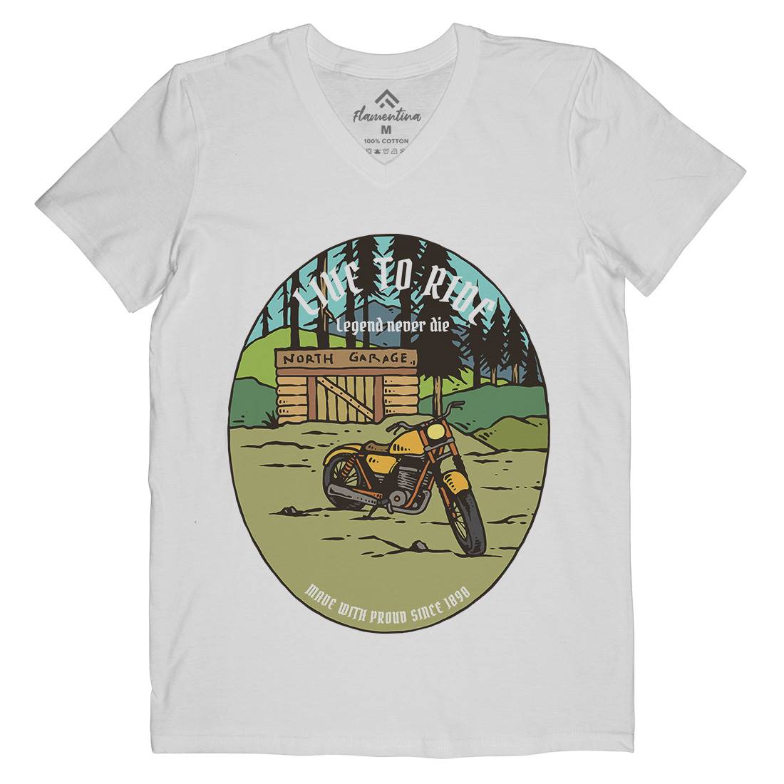 Garage Mens V-Neck T-Shirt Motorcycles C729