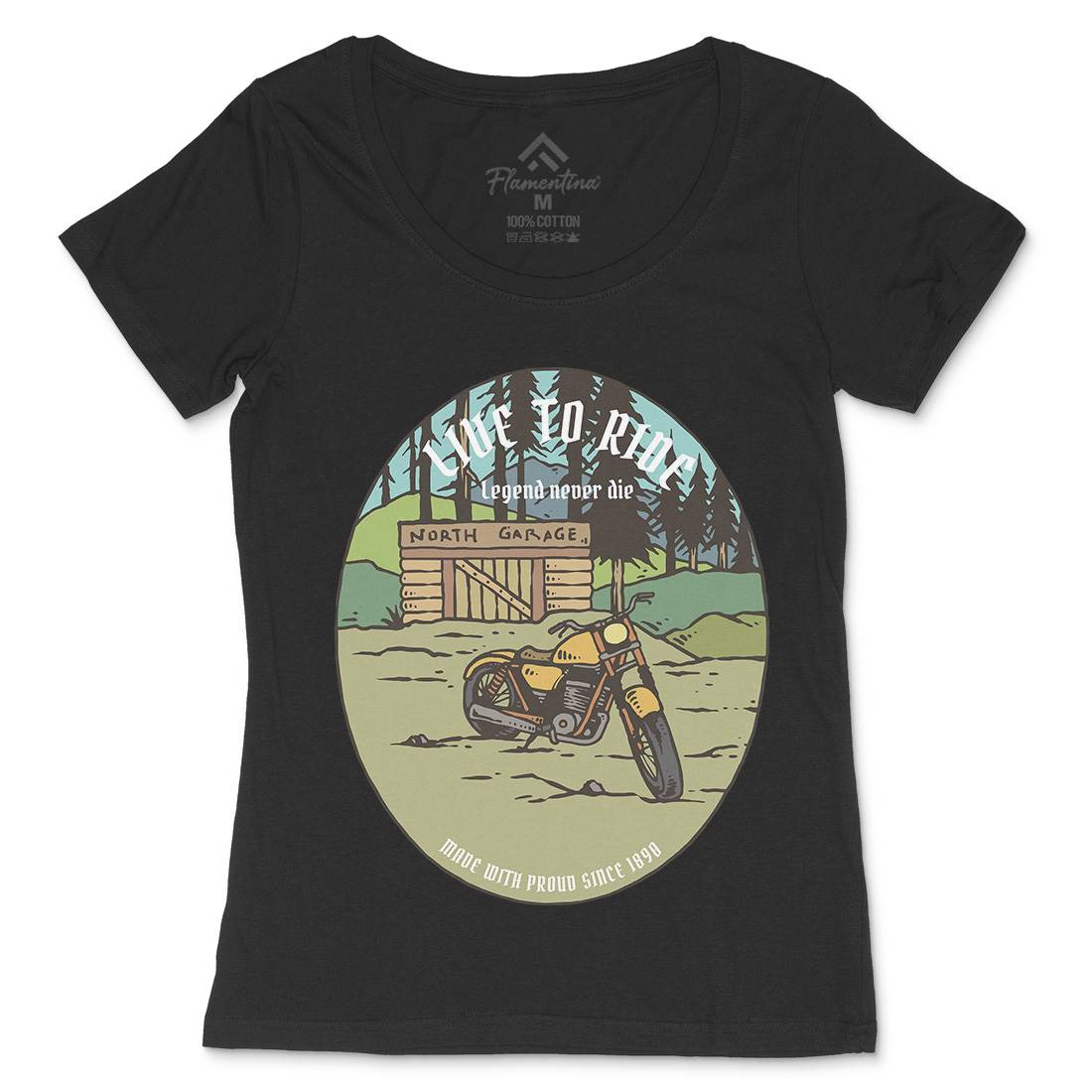 Garage Womens Scoop Neck T-Shirt Motorcycles C729