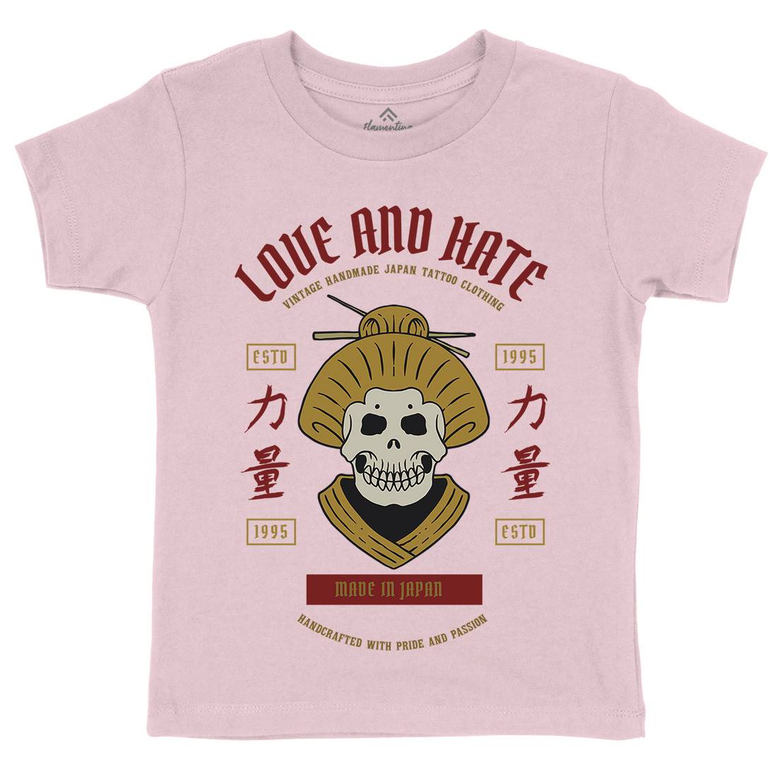Geisha Skull Kids Crew Neck T-Shirt Asian C730
