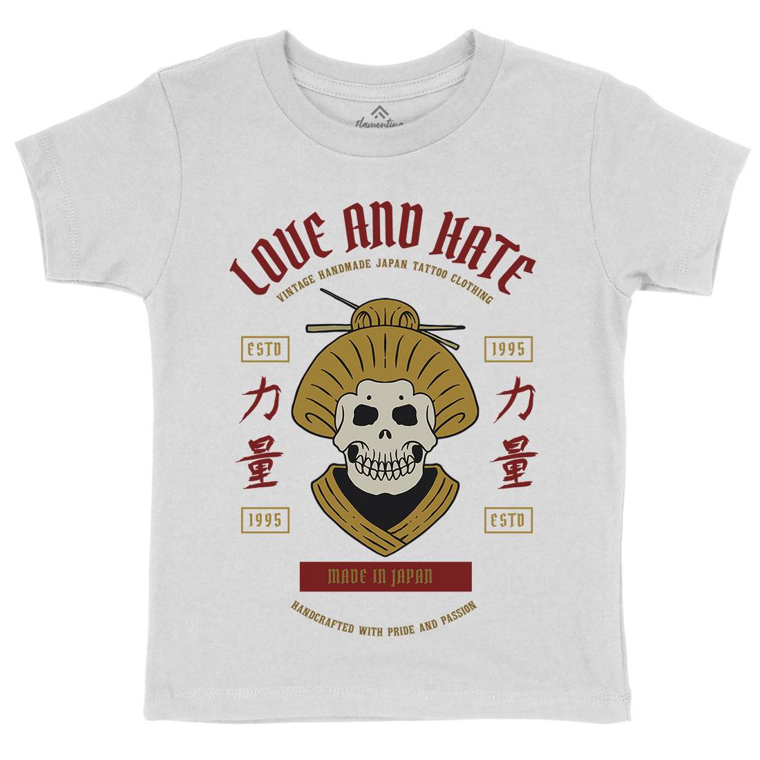Geisha Skull Kids Organic Crew Neck T-Shirt Asian C730