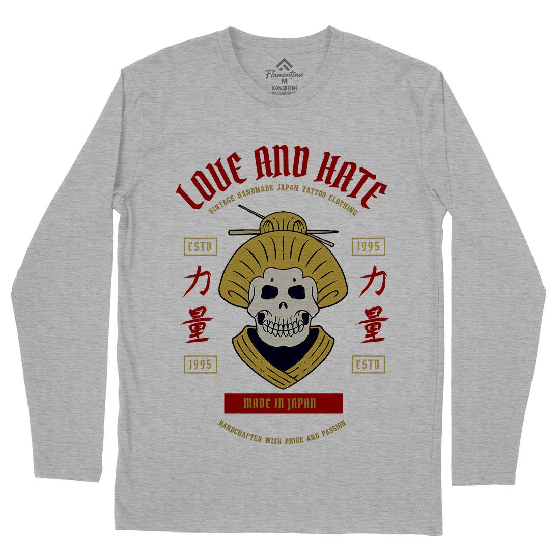 Geisha Skull Mens Long Sleeve T-Shirt Asian C730