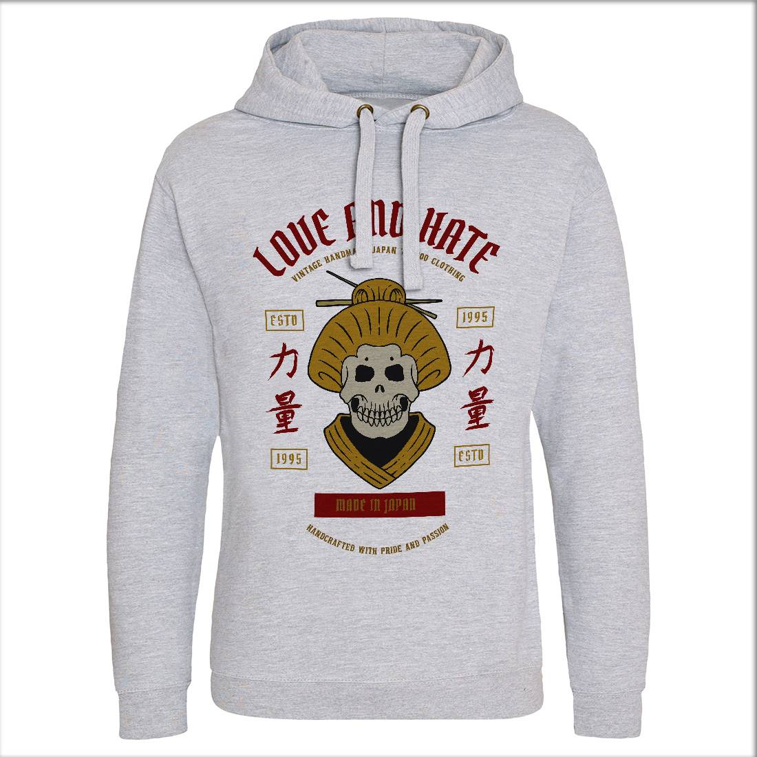 Geisha Skull Mens Hoodie Without Pocket Asian C730