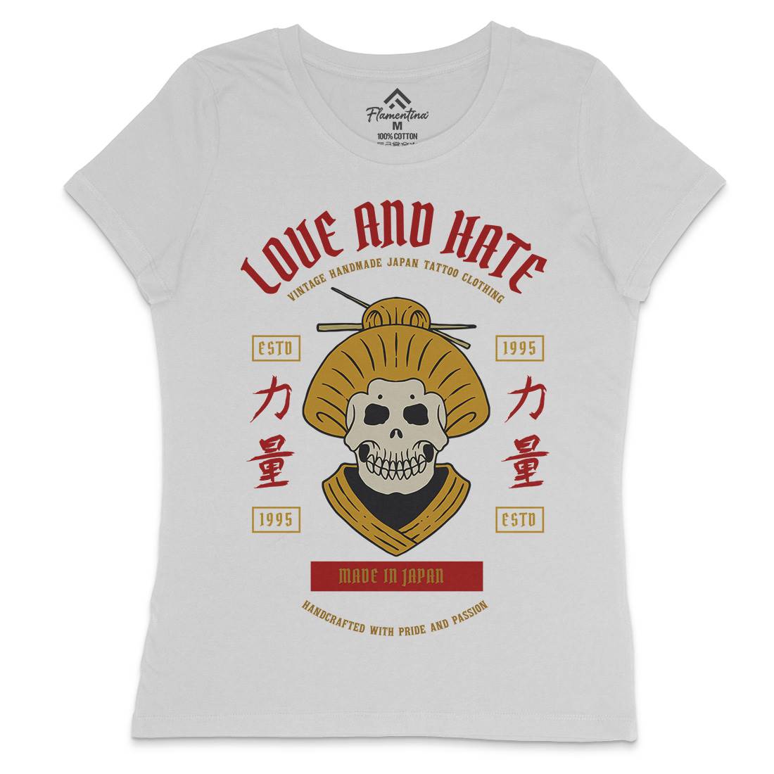 Geisha Skull Womens Crew Neck T-Shirt Asian C730