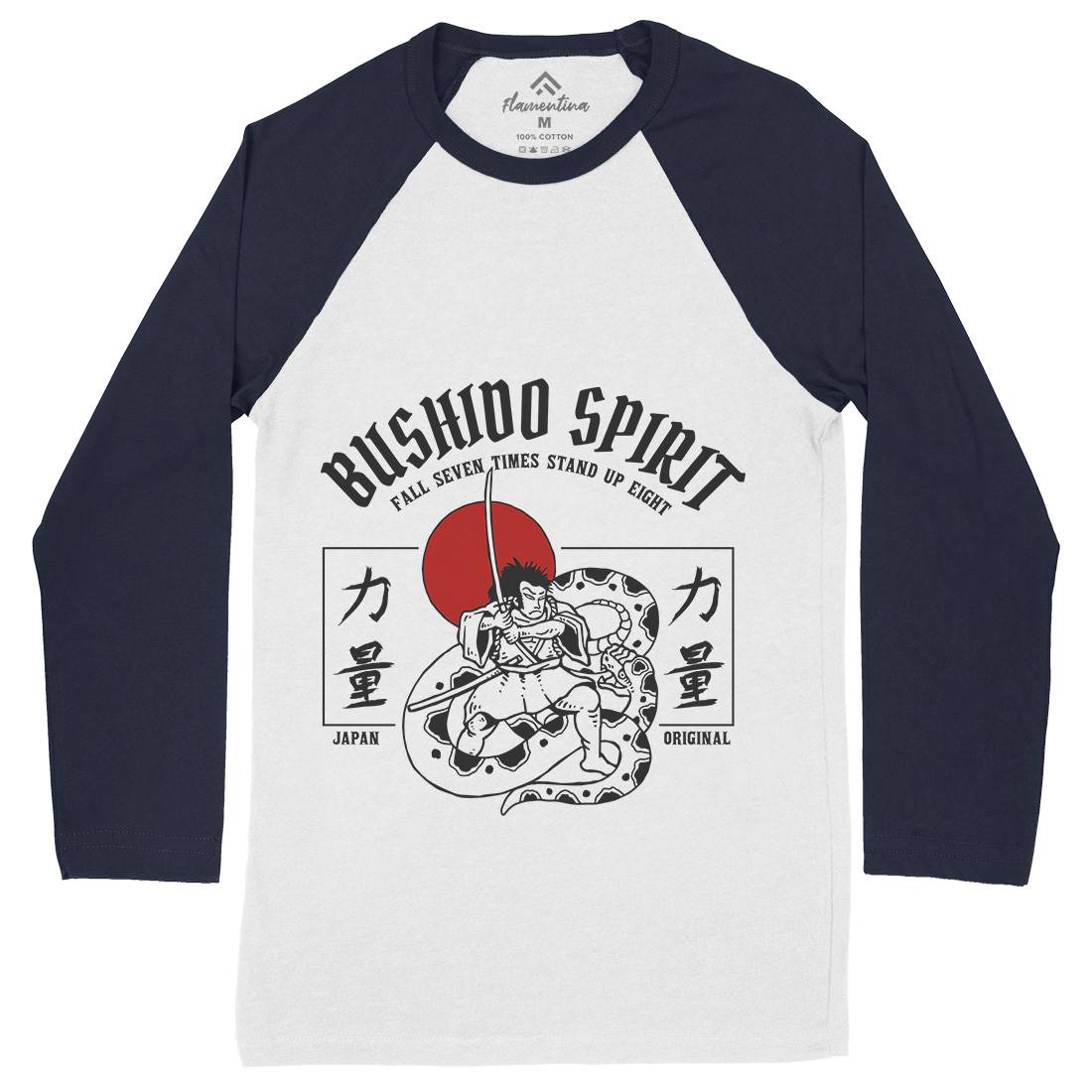 Bushido Spirit Mens Long Sleeve Baseball T-Shirt Warriors C731