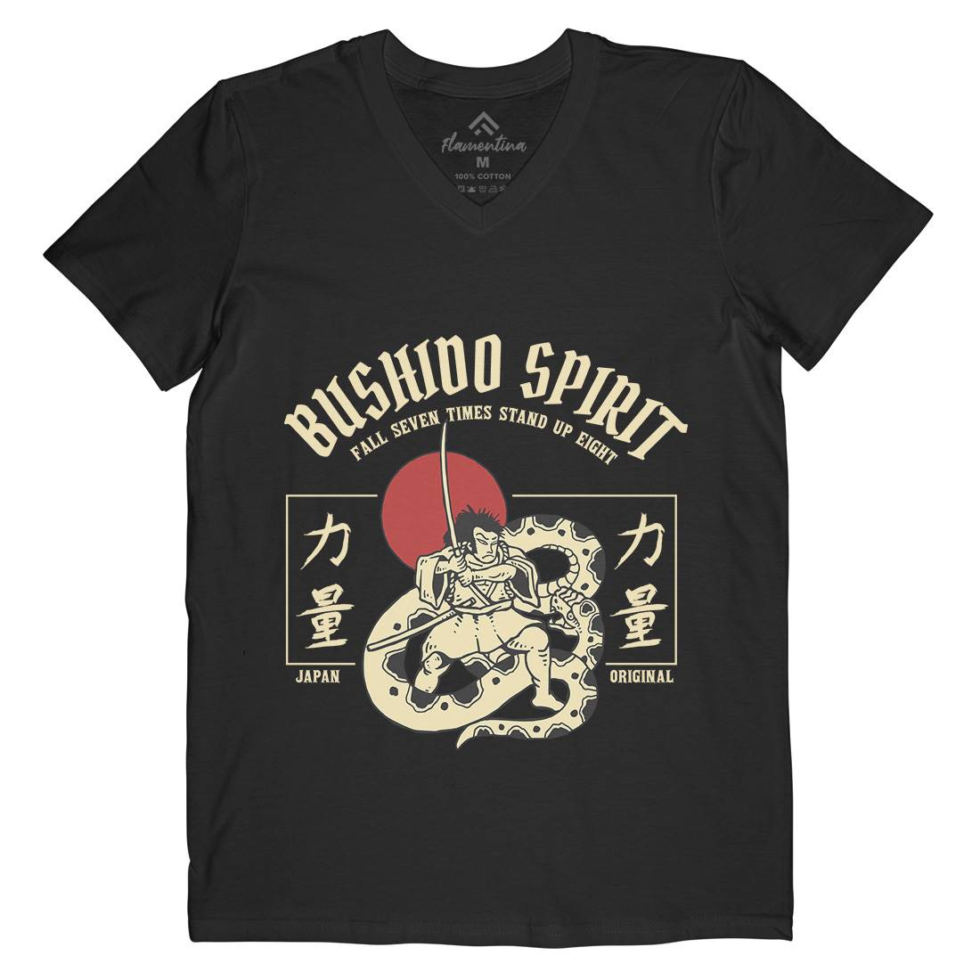 Bushido Spirit Mens Organic V-Neck T-Shirt Warriors C731