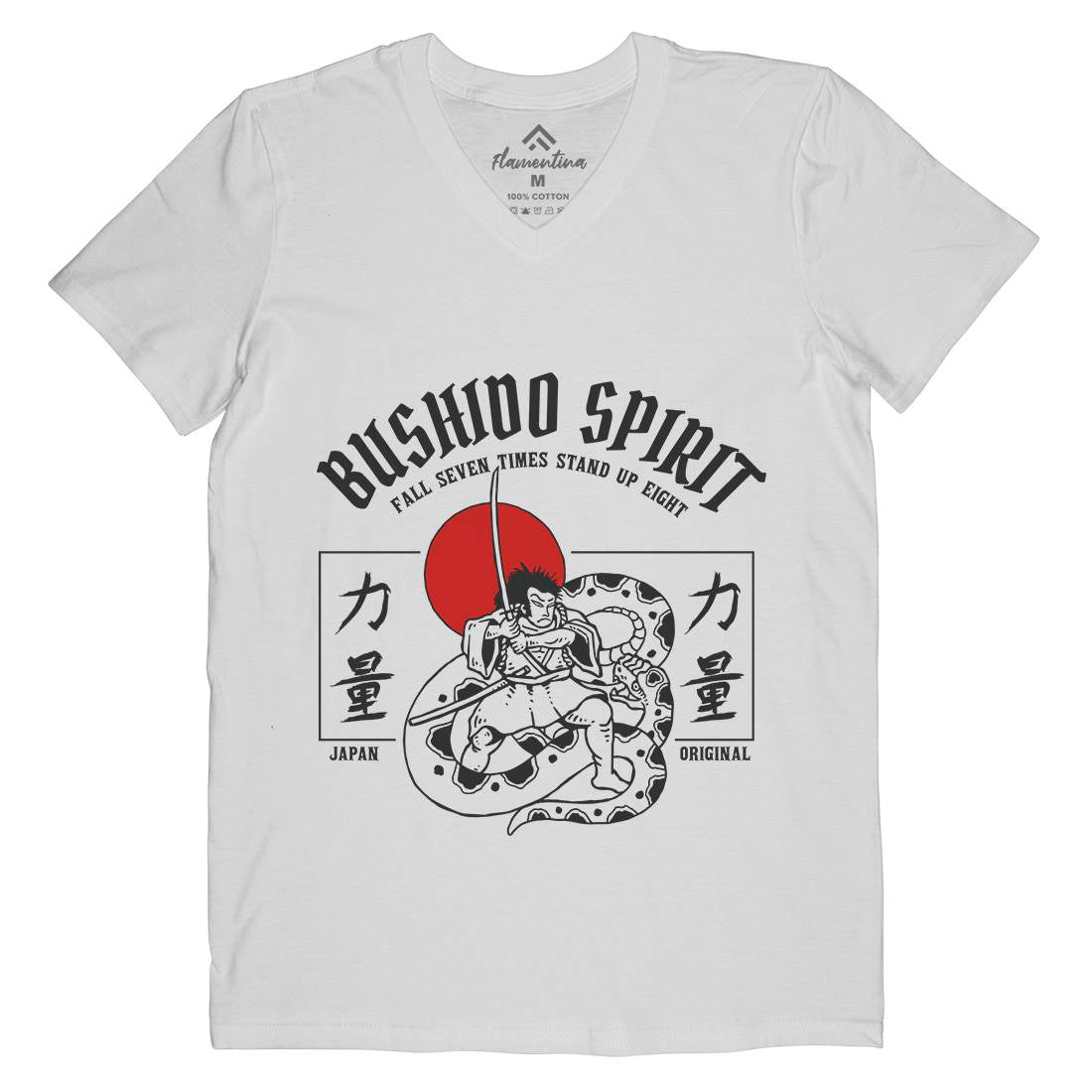 Bushido Spirit Mens Organic V-Neck T-Shirt Warriors C731