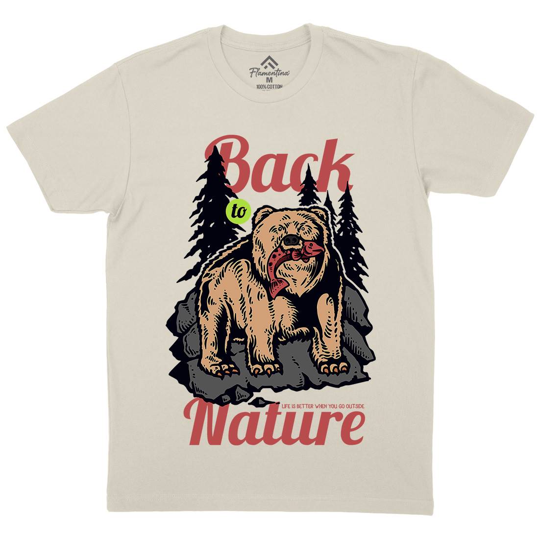 Hunting Bear Mens Organic Crew Neck T-Shirt Sport C733