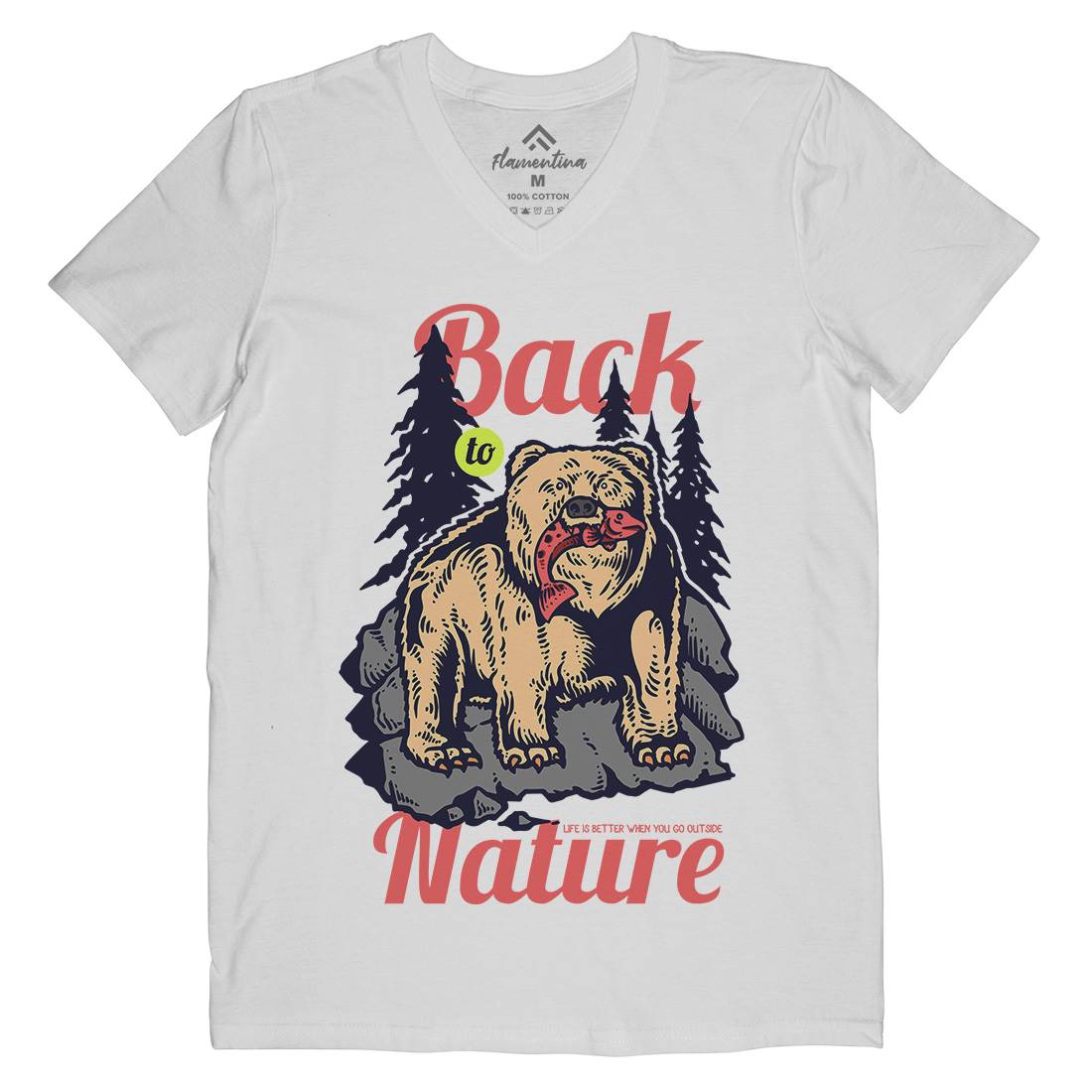 Hunting Bear Mens Organic V-Neck T-Shirt Sport C733