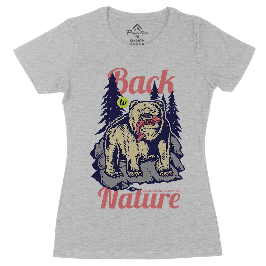 Hunting Bear Womens Organic Crew Neck T-Shirt Sport C733
