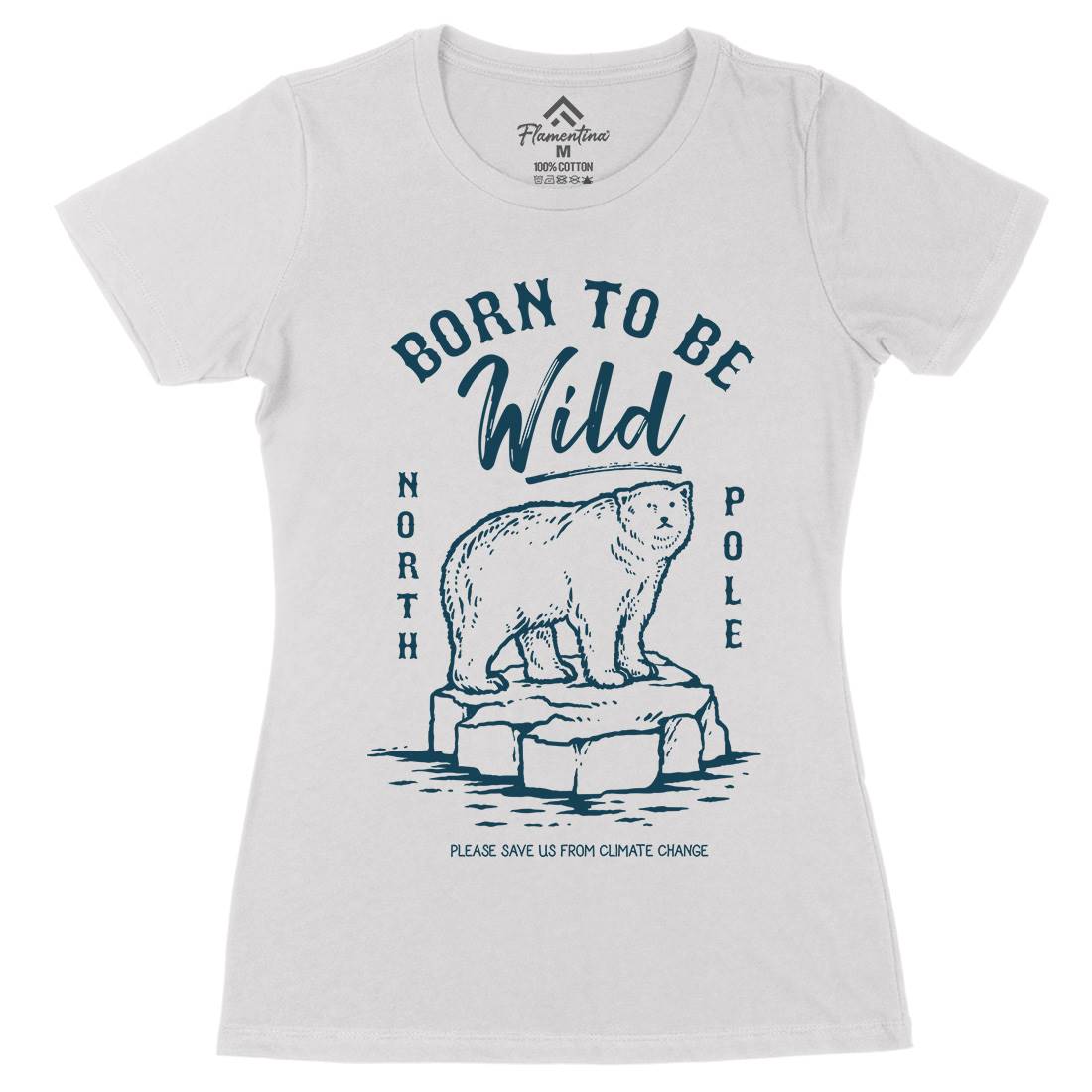 Ice Bear Womens Organic Crew Neck T-Shirt Animals C734