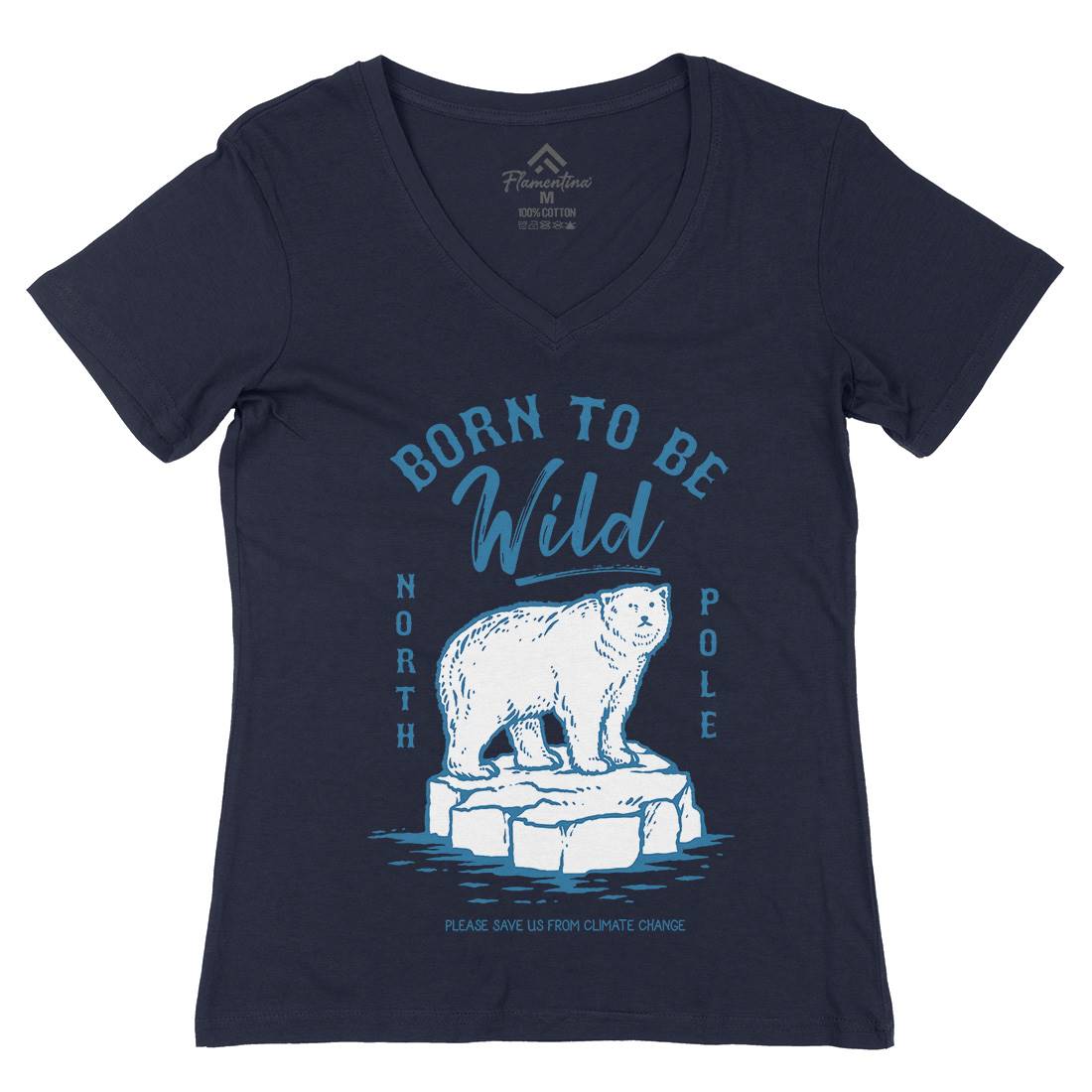 Ice Bear Womens Organic V-Neck T-Shirt Animals C734