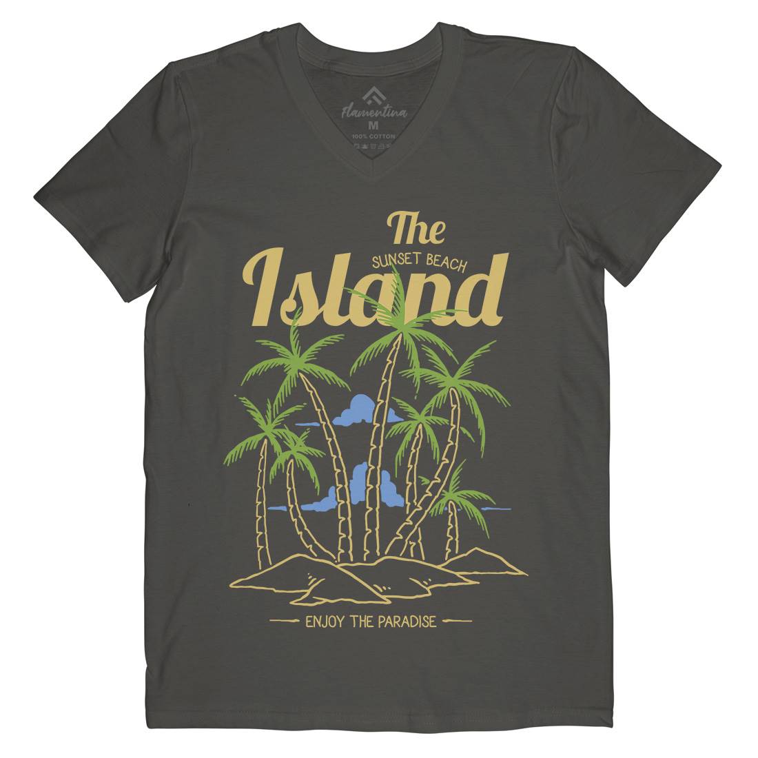 Island Mens V-Neck T-Shirt Nature C735