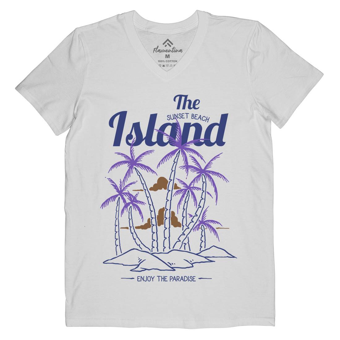 Island Mens V-Neck T-Shirt Nature C735
