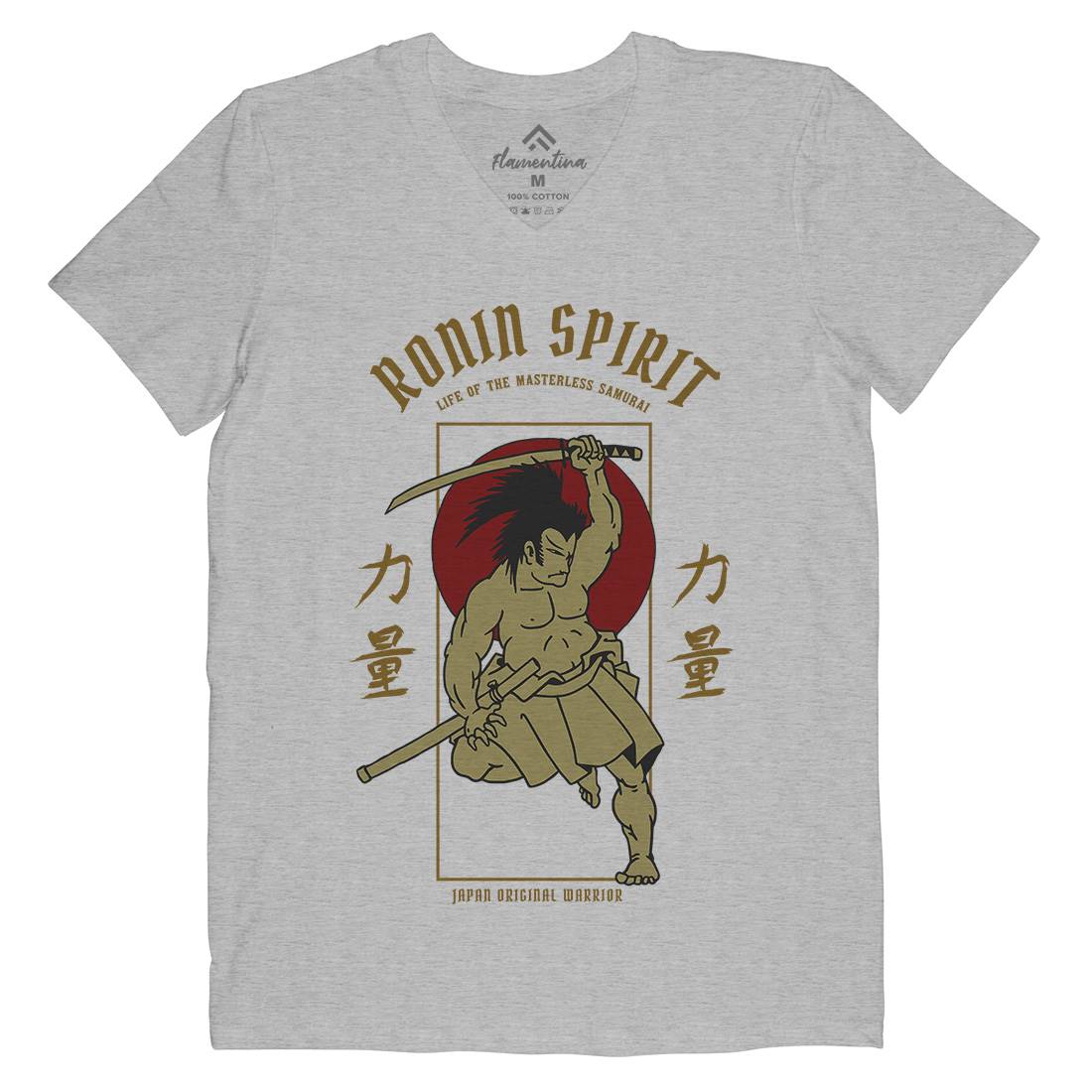 Japanese Hero Mens Organic V-Neck T-Shirt Warriors C736