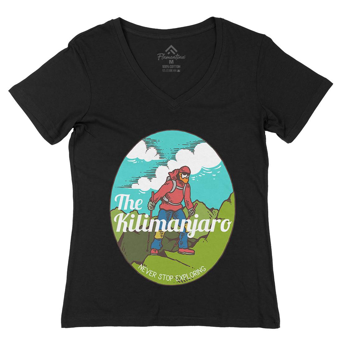 Kilimanjaro Womens Organic V-Neck T-Shirt Nature C739