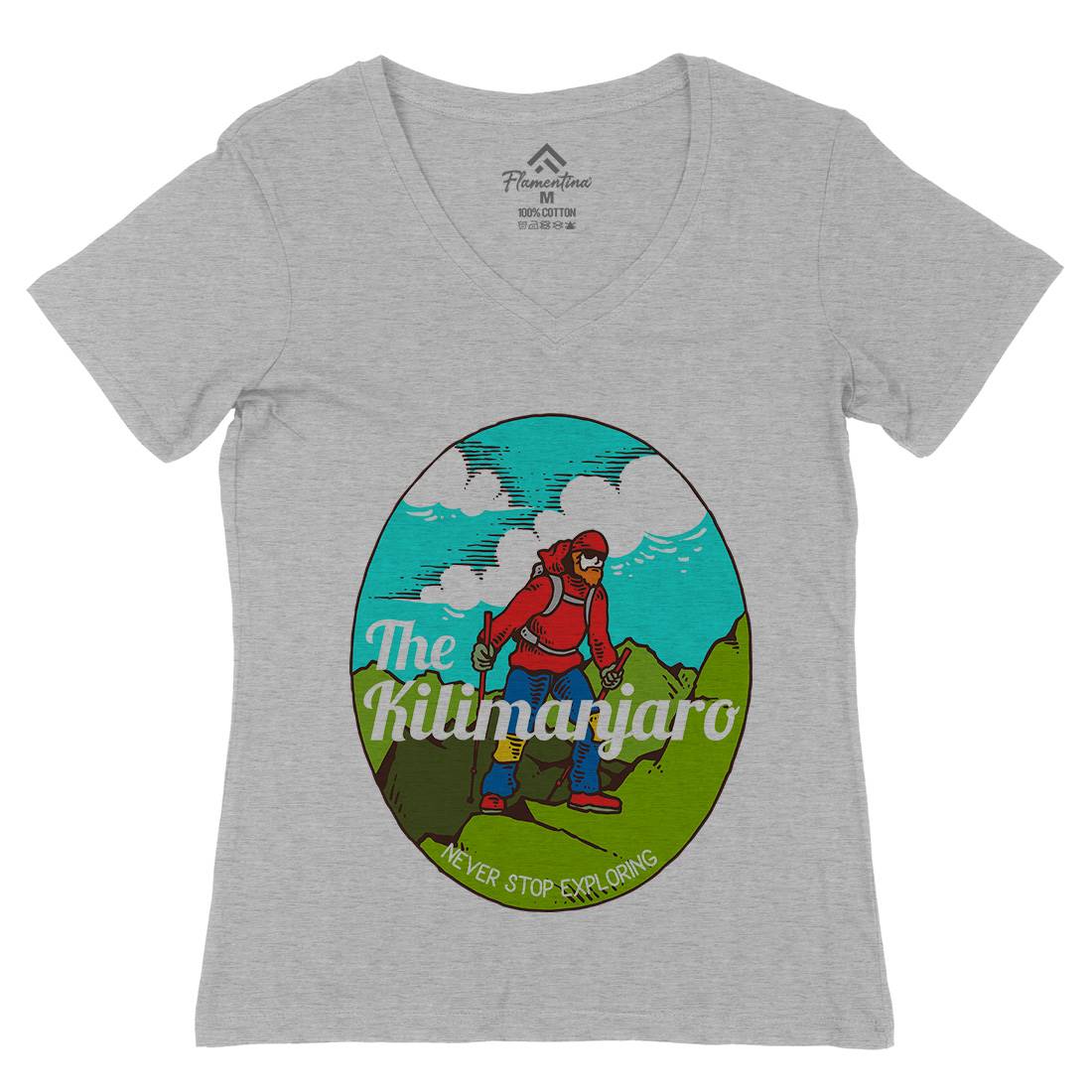 Kilimanjaro Womens Organic V-Neck T-Shirt Nature C739
