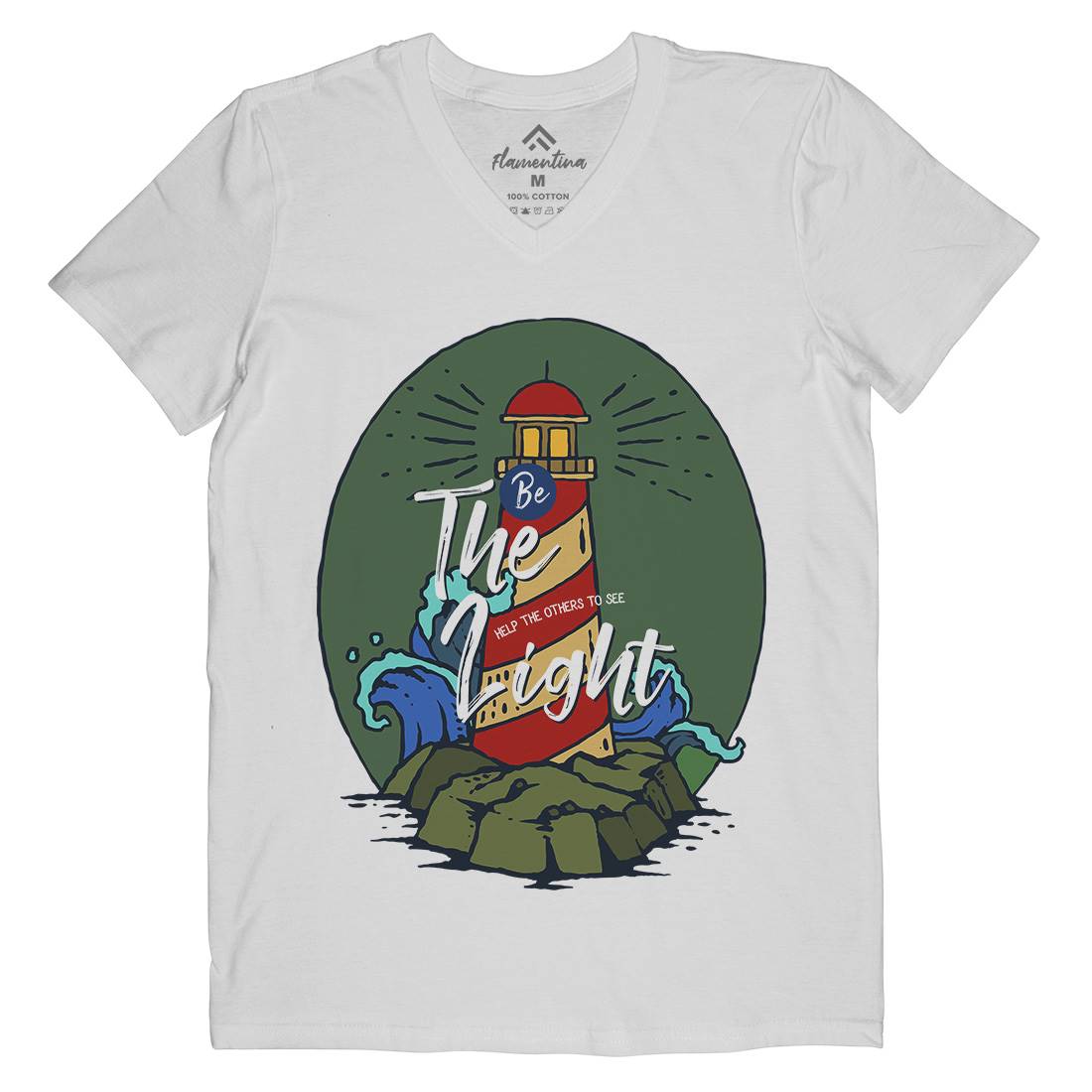 Light House Mens Organic V-Neck T-Shirt Navy C742