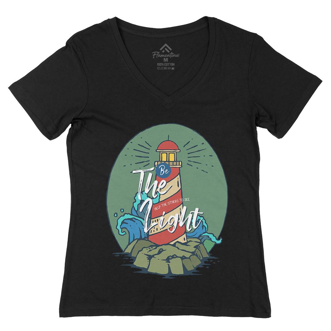 Light House Womens Organic V-Neck T-Shirt Navy C742