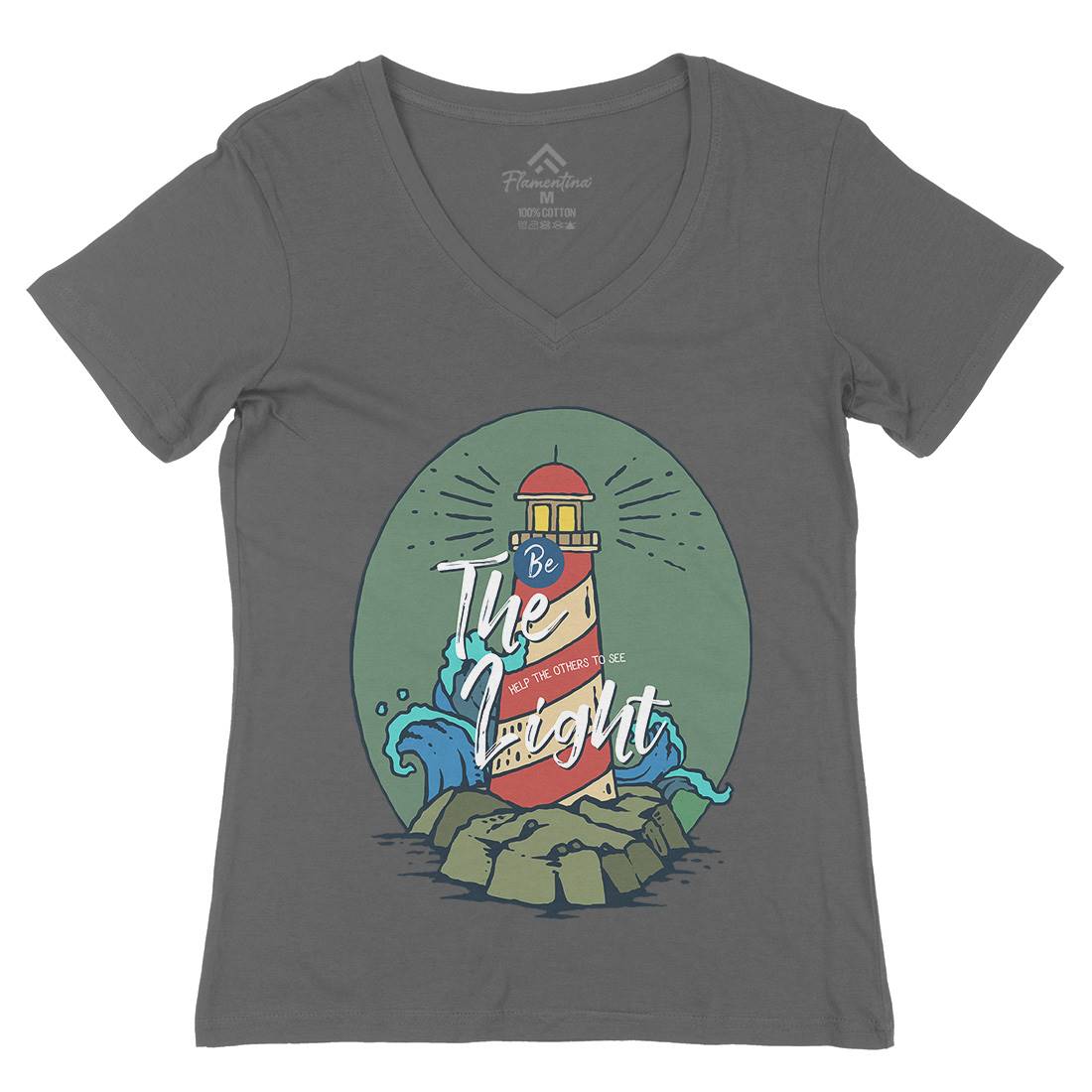 Light House Womens Organic V-Neck T-Shirt Navy C742