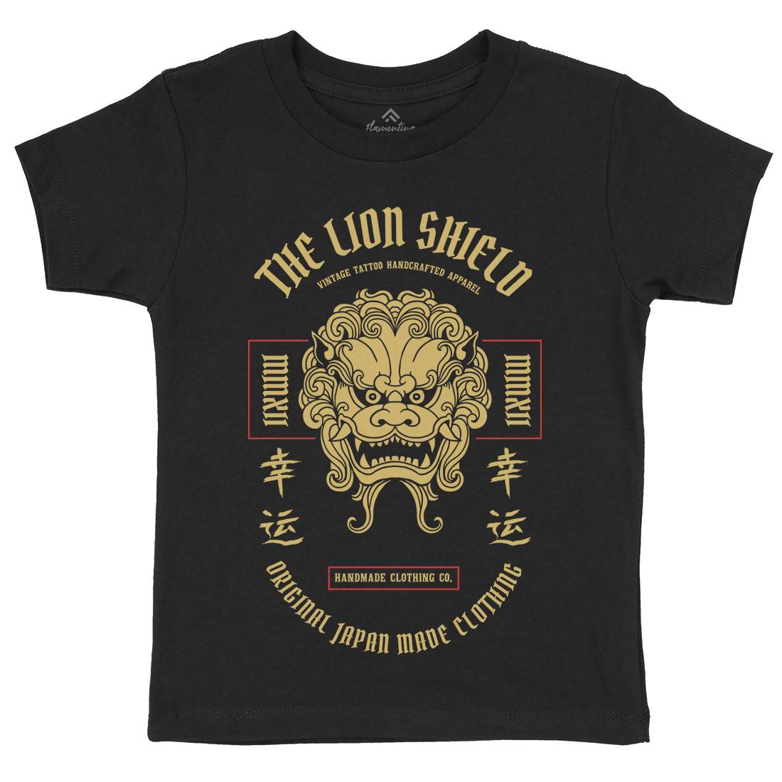 Lion Shield Kids Organic Crew Neck T-Shirt Asian C743
