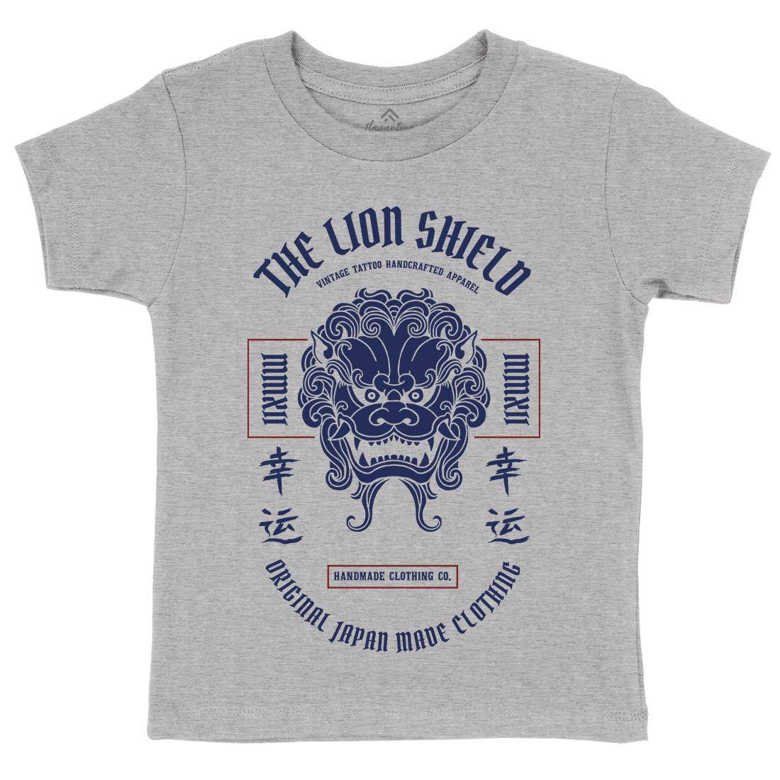 Lion Shield Kids Crew Neck T-Shirt Asian C743