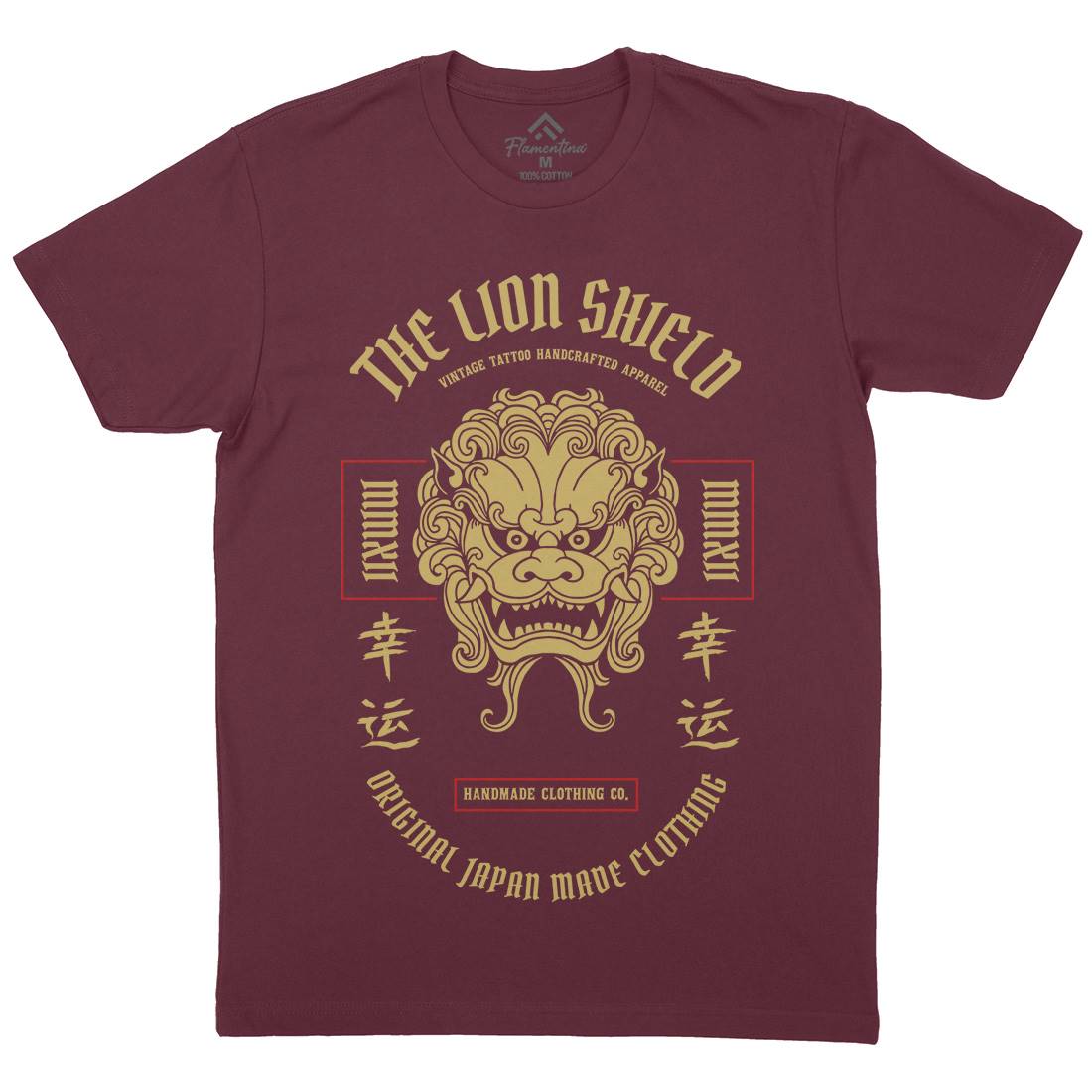 Lion Shield Mens Crew Neck T-Shirt Asian C743