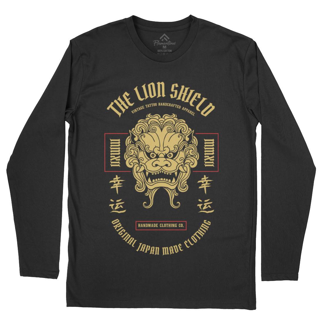 Lion Shield Mens Long Sleeve T-Shirt Asian C743