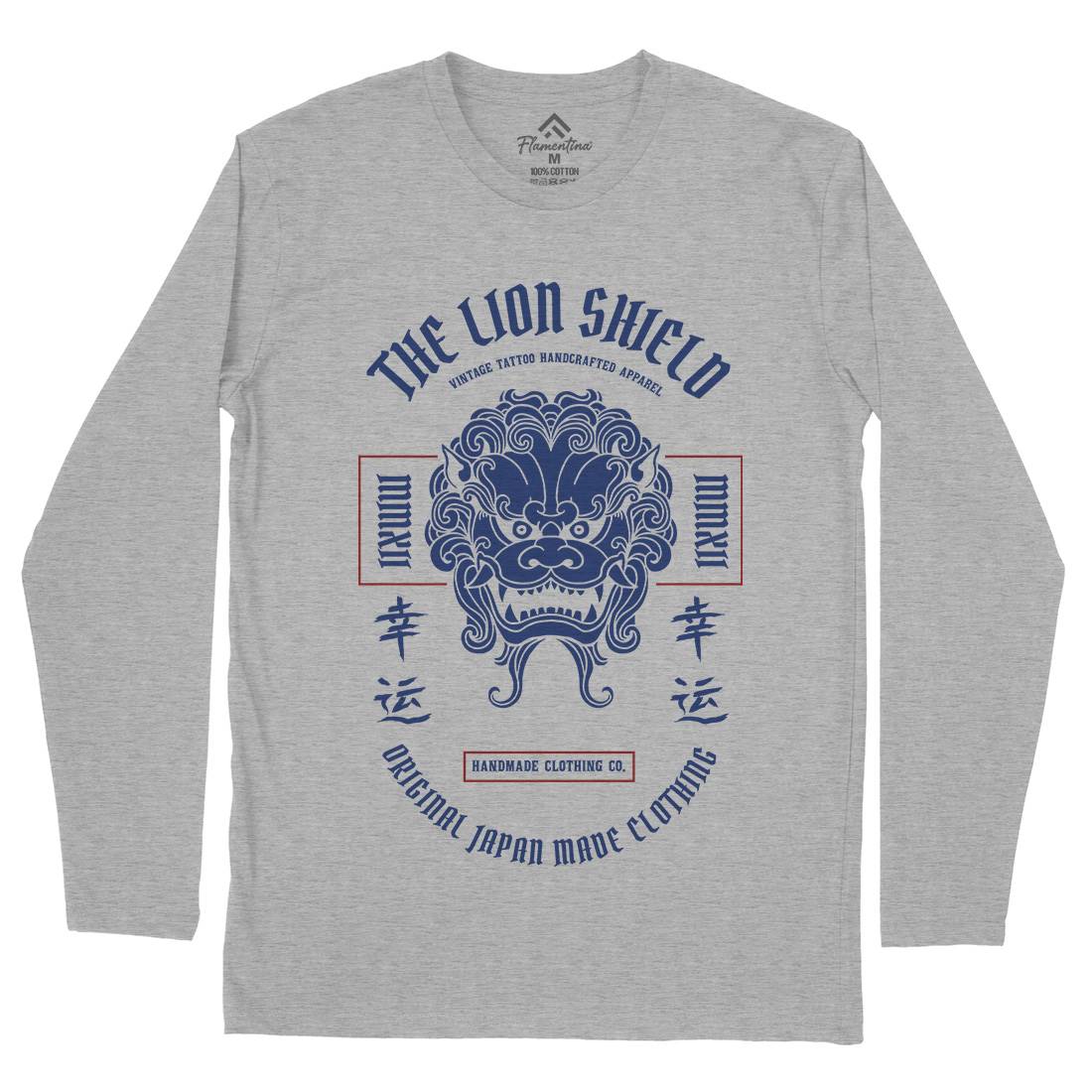 Lion Shield Mens Long Sleeve T-Shirt Asian C743