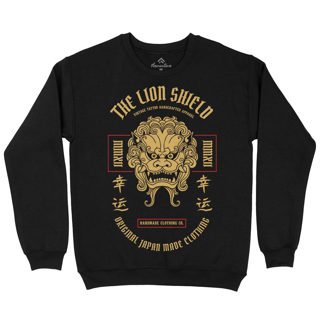 Lion Shield Mens Crew Neck Sweatshirt Asian C743