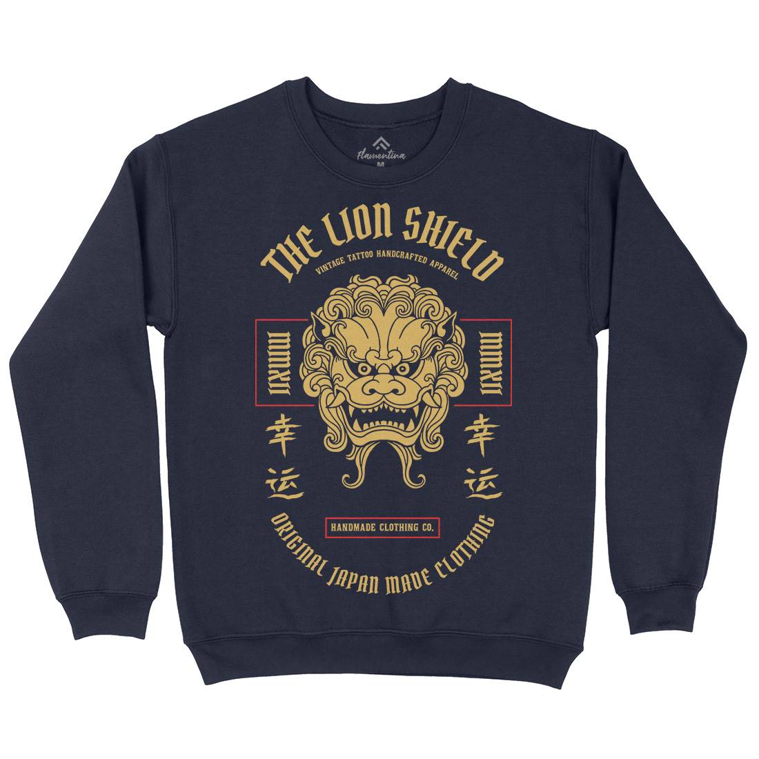 Lion Shield Mens Crew Neck Sweatshirt Asian C743