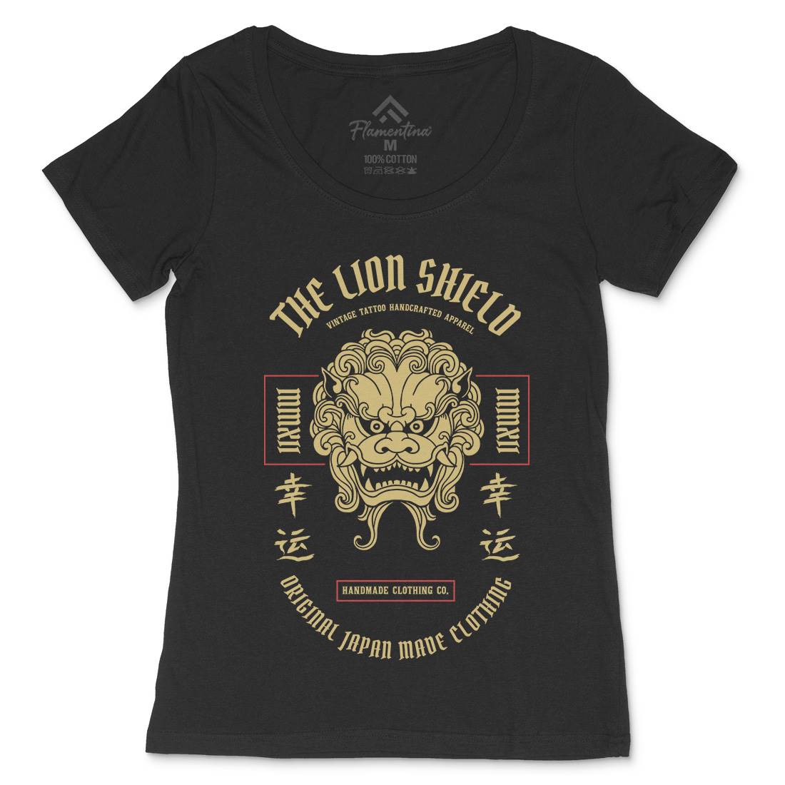 Lion Shield Womens Scoop Neck T-Shirt Asian C743