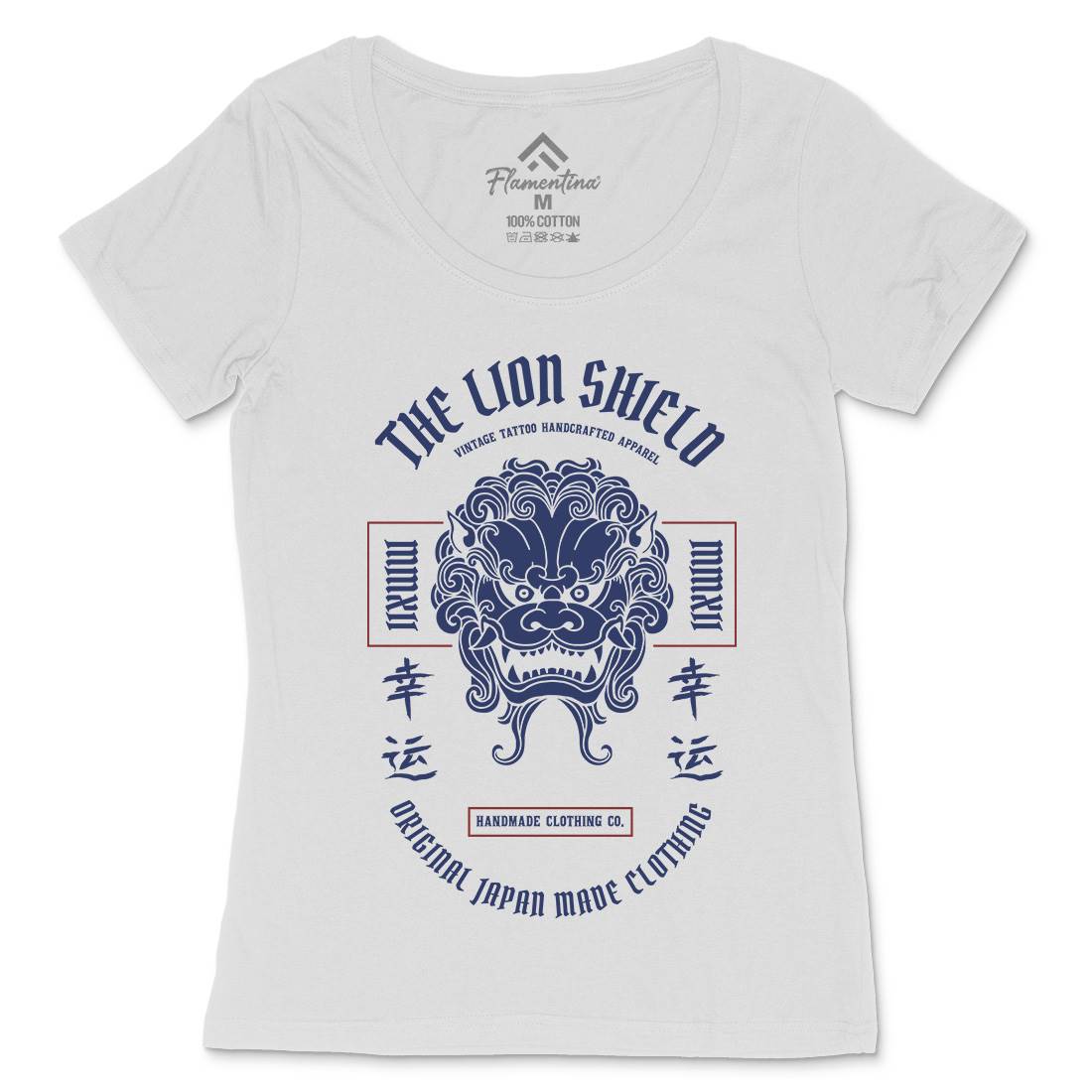 Lion Shield Womens Scoop Neck T-Shirt Asian C743