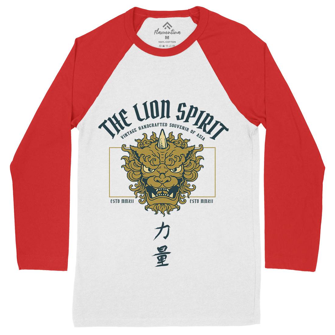 Lion Japan Mens Long Sleeve Baseball T-Shirt Asian C744