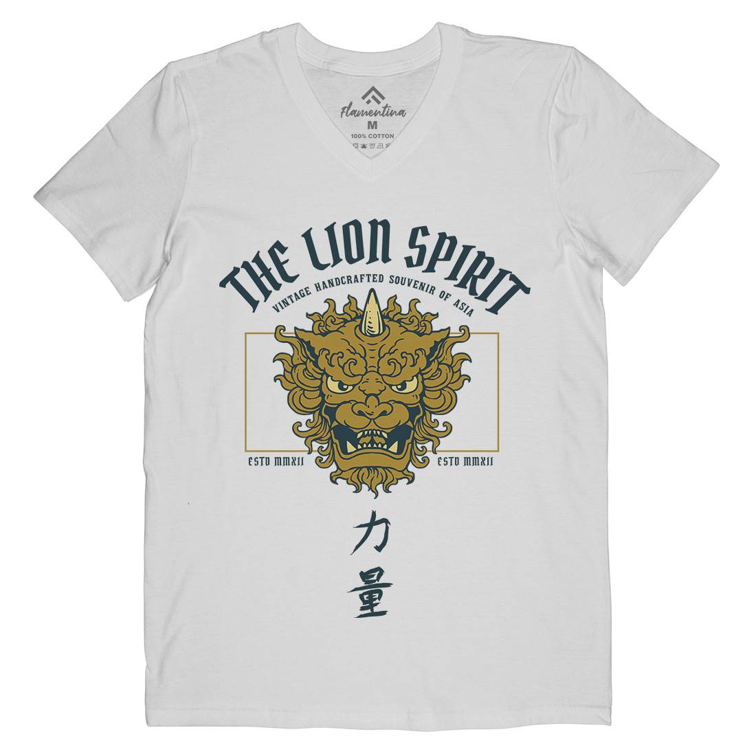Lion Japan Mens V-Neck T-Shirt Asian C744
