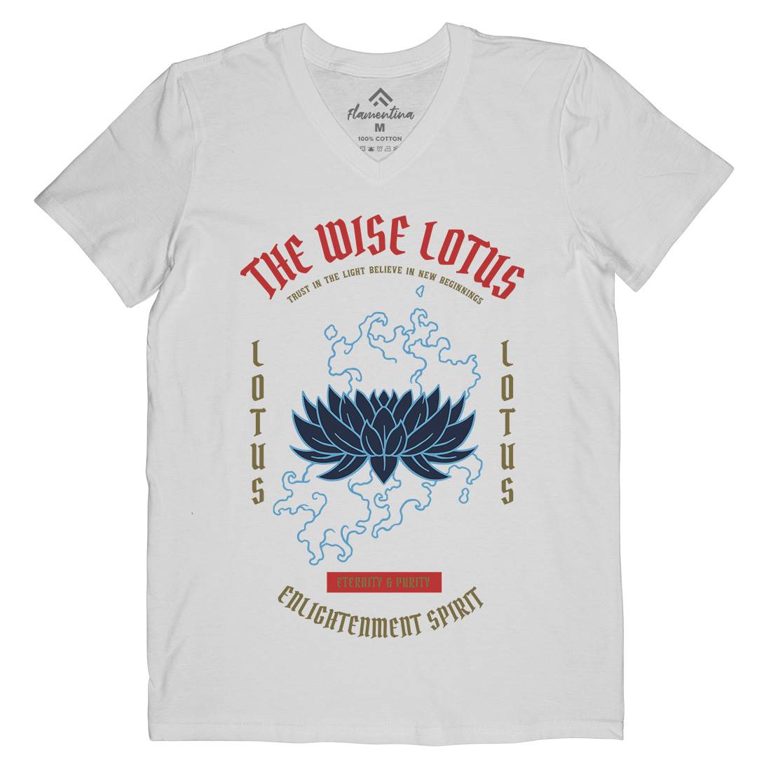 Lotus Mens Organic V-Neck T-Shirt Asian C745