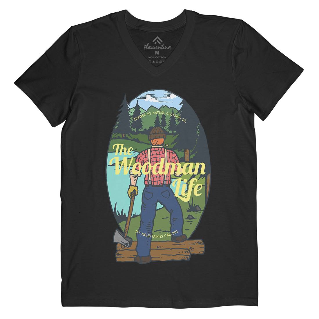 Lumber Man Mens Organic V-Neck T-Shirt Work C747