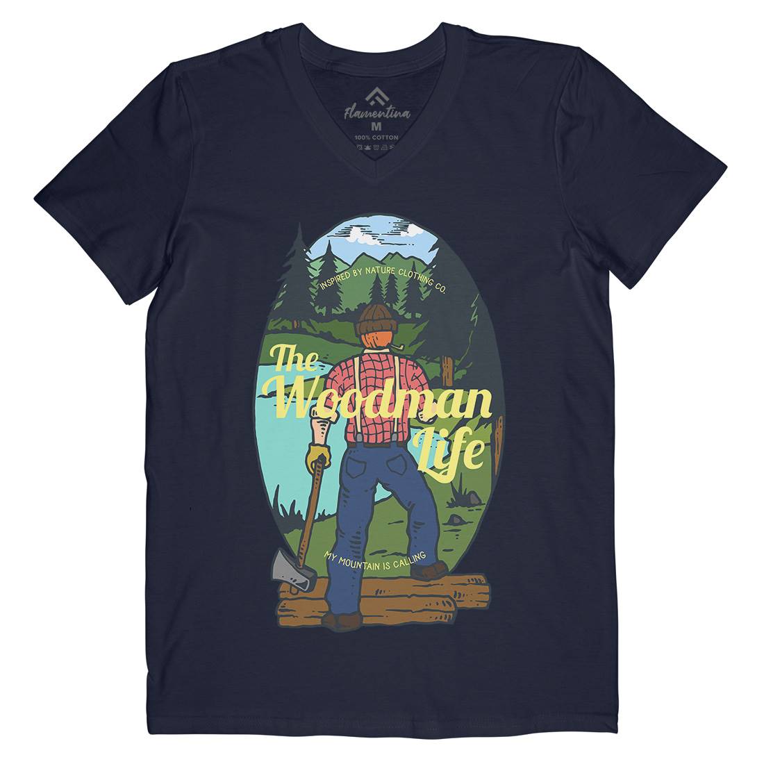 Lumber Man Mens V-Neck T-Shirt Work C747