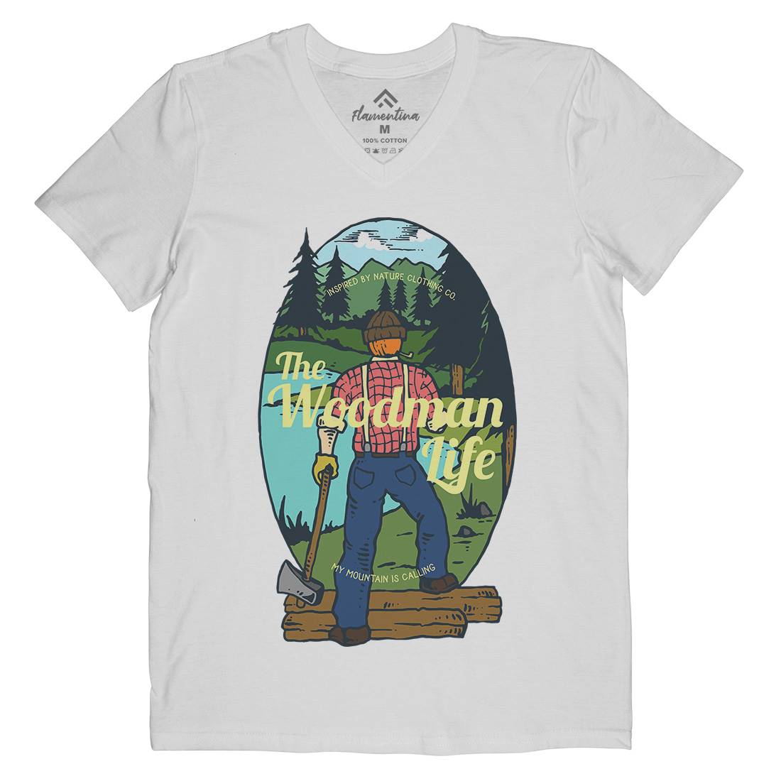 Lumber Man Mens Organic V-Neck T-Shirt Work C747