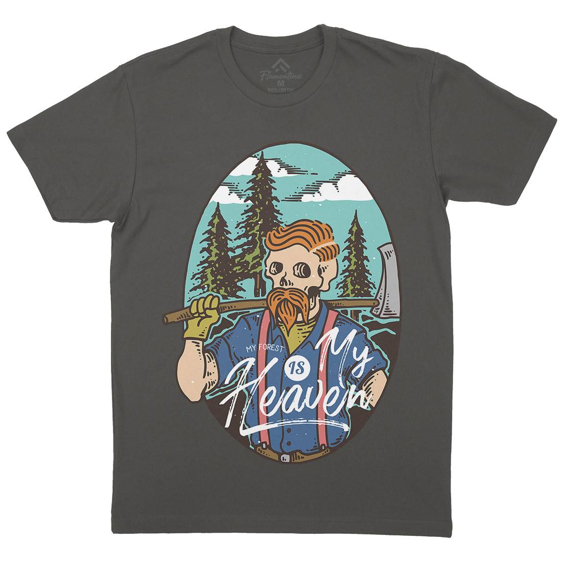 Lumberjack Heaven Mens Organic Crew Neck T-Shirt Work C748